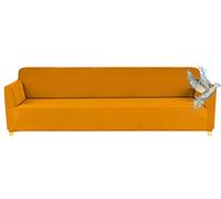 Poligino Funda para sofá con reposabrazos, 4 plazas, Extensible, Impermeable, Amarillo