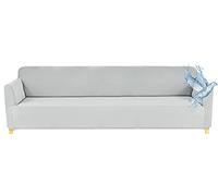 Poligino Funda para sofá con reposabrazos, 4 plazas, Extensible, Impermeable, Gris Claro