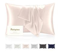 Poligino Fundas de Almohada 100% Seda, 22 Momme, Propiedades Antibacterianas, Baja Alergénicidad, la Funda de Almohada de Seda Protege Tu Cabello y Tu Piel, 1 PC 50x70cm,Rosa