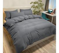 Poligino Fundas Nórdicas Cama 180 Microfibra Juego de Funda de Edredón 260x240 cm, 2 Fundas de Almohada 65 x 65 cm Gris Oscuro