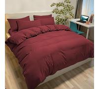 Poligino Fundas Nórdicas Cama 180 Microfibra Juego de Funda de Edredón 260x240 cm, 2 Fundas de Almohada 65 x 65 cm Burdeos