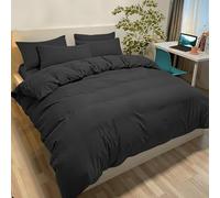Poligino Fundas Nórdicas Cama 90 Microfibra Juego de Funda de Edredón 155x220 cm, 1 Fundas de Almohada 50 x 80 cm Negro