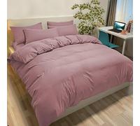 Poligino Fundas Nórdicas Cama 90 Microfibra Juego de Funda de Edredón 155x220 cm, 1 Fundas de Almohada 50 x 80 cm Rosa Oscuro