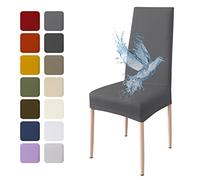 Poligino Fundas Sillas de Comedor Pack 2 Impermeable, Fundas para Sillas Elástica, Suave y Confortable, Gris Oscuro