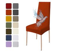 Poligino Fundas Sillas de Comedor Pack 2 Impermeable, Fundas para Sillas Elástica, Suave y Confortable, Naranja