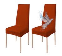 Poligino Fundas Sillas de Comedor Pack 2 Impermeable, Fundas para Sillas Elástica, Suave y Confortable, Naranja