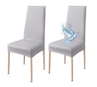 Poligino Fundas Sillas de Comedor Pack 2 Impermeable, Fundas para Sillas Elástica, Suave y Confortable, Gris Claro