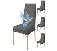 Poligino Fundas Sillas de Comedor Pack 4 Impermeable, Fundas para Sillas Elástica, Suave y Confortable, Gris Oscuro
