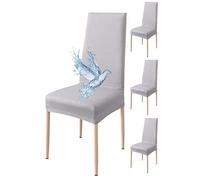 Poligino Fundas Sillas de Comedor Pack 4 Impermeable, Fundas para Sillas Elástica, Suave y Confortable, Gris Claro