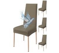 Poligino Fundas Sillas de Comedor Pack 4 Impermeable, Fundas para Sillas Elástica, Suave y Confortable, Taupe