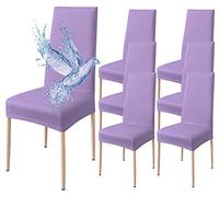 Poligino Fundas Sillas de Comedor Pack 6 Impermeable, Fundas para Sillas Elástica, Suave y Confortable, Lila