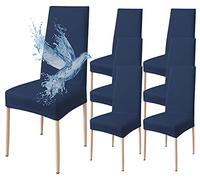 Poligino Fundas Sillas de Comedor Pack 6 Impermeable, Fundas para Sillas Elástica, Suave y Confortable, Azul