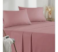 Poligino Sabanas Cama 135 - Juego Sábanas 4 Piezas - Sábanas Bajera Ajustable - Encimera - 2 Funda de Almohada 50x80 (Cama 135-135x190/200 cm, Rosa Oscuro)