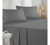 Poligino Sabanas Cama 160 - Juego Sábanas 4 Piezas - Sábanas Bajera Ajustable - Encimera - 2 Funda de Almohada 50x80 (Cama 160-160x190/200 cm, Gris Oscuro)
