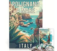 Polignano A Mare Rompecabezas de 1000 Piezas | 38x26cm Juego práctico: Lista de deseos con Papá Noel que incluye póster y hoja de preguntas y respuestas.