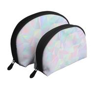 Poligonal holográfico Iridiscente Abstracto, Bolsa de Maquillaje de Concha, Monedero pequeño para Mujer, Bolsa de artículos de tocador, Bolsa de cosméticos, 2 Piezas