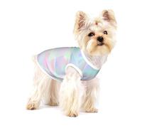 Poligonal holográfico Iridiscente Abstracto,Camiseta de algodón sin Mangas para Mascotas, Chaleco Transpirable, Suave y elástico para Cachorros,M