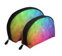 Poligonal Multicolor Que consiste en triángulos Arco Iris, Bolsa de Maquillaje de Concha, Monedero pequeño para Mujer, Bolsa de artículos de tocador, Bolsa de cosméticos, 2 Piezas