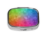 Poligonal multicolor que consiste en triángulos arco iris, Pastillero cuadrado para bolsillo o monedero, pequeño contenedor de pastillas, organizador de pastillas de viaje
