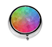 Poligonal multicolor que consiste en triángulos arco iris, Pastillero, Pastillero redondo Pequeño contenedor de pastillas Organizador de pastillas de viaje