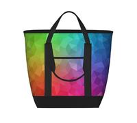 Poligonal multicolor que consta de triángulos y arcoíris,Bolsas de almuerzo de gran capacidad, bolsa de mano térmica para mujeres, hombres, trabajo, picnic, viajes.