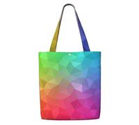 Poligonal multicolor que consta de triángulos y arcoíris，Bolsas de supermercado reutilizables, bolsas de compras, bolsas de lona de gran capacidad, bolso de hombro