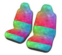 Poligonal Multicolor Que Consta de triángulos y arcoíris,Funda para Asiento de Coche Protectores para Asientos Delanteros de Coche, 2 Unidades
