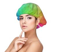 Poligonal multicolor que consta de triángulos y arcoíris,Gorro de dormir de satén para adultos - Gorro de dormir elástico para mujer, cubrecabello nocturno