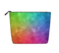 Poligonal Multicolor Que Consta de triángulos y arcoíris,Neceser de Maquillaje de imitación Lino, Neceser de Viaje portátil