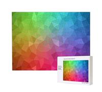 Poligonal Multicolor Que Consta de triángulos y arcoíris,Rompecabezas de Madera de 500 Piezas, Juego Familiar, Rompecabezas para Adultos, Adolescentes, decoración del hogar
