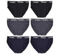Poligono Calzoncillos Slips Hombre, Ropa Interior Masculina de Algodón Transpirable, Slips de Buena Elasticidad, Paquete de 6, Multicolor, 2 Negros, 2 Azules, 2 Grises, X-Large