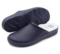 Poligono Chanclas sanitarias anatómicas para hombre y mujer, zapatillas ortopédicas cómodas con parte superior de piel auténtica perforada,hombre Azul 40