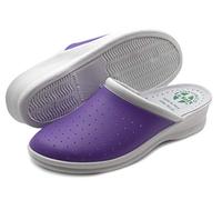 Poligono Chanclas sanitarias anatómicas para hombre y mujer, zapatillas ortopédicas cómodas con parte superior de piel auténtica perforada,mujer Morado 37