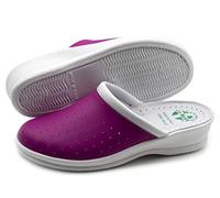 Poligono Chanclas sanitarias anatómicas para hombre y mujer, zapatillas ortopédicas cómodas con parte superior de piel auténtica perforada,mujer Fucsia 40