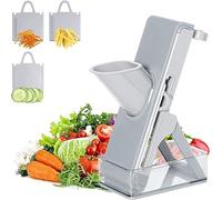Poligono Cortador de Verduras Mandolina de Cocina Profesional, Cortador de Verduras Multifuncional Cortador de Patatas Manual para Patata, Cebolla, Zanahoria,Gris