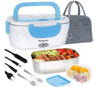 Poligono Fiambrera Electrica 1.5L, Fiambreras Comida Trabajo,Calentador de Comida Termica para Trabajo,Taper Electrico para Comida en Acero Inoxidable, (55W/220V), Azúl