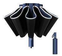 Paraguas Plegable Automático, Paraguas Invertido, Paraguas Plegable Antiviento 10 Varillas para Hombre Mujer, Diámetro 105cm (Azul Oscuro)