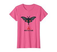Polilla a una Llama: atracción Nocturna mística Camiseta, Mujer, Rosa Jaspeado, S