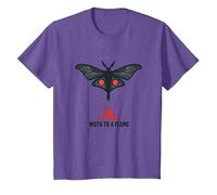 Polilla a una Llama: atracción Nocturna mística Camiseta, Niños, Morado Jaspeado, 10 años