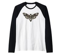 Polilla Cráneo Muerte Oscuro Horror Witchcore Camiseta Manga Raglan