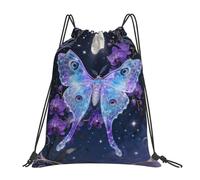 Polilla Lunar Mística Unisex Mochila De Cuerdas Impermeable Mochila Con Cordón Ligera Bolsa De Gimnasio Para Senderismo Yoga Acampada