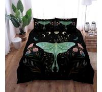Polilla Y Mariposa Juego de Ropa de Cama Plantas con Fases Lunares Funda Nordica Reversible con Funda Edredon 135x200 cm Microfibra y 2 x Fundas de Almohada 50x75 cm