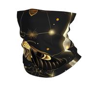 Polillas De La Muerte Luna Geometría Sagrada Oro Negro Unisex Snood Térmica Pasamontañas Multifunción Bufanda Tubular para Ciclismo Correr Aire Libre Clima Frío