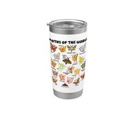 Polillas Del Mundo - Gráfico Kawaii De Entomología Vaso térmico de acero inoxidable de doble pared