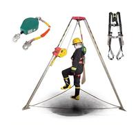 Polipasto de cadena de bloque, Cabrestante de rescate con trípode de 1200 lb, 1800 lb y 2600 lb con cable de acero de 20 m, 25 m y 30 m, patas ajustables de 1,25 a 2,15 m, paquete de 1(1800LBS Winch)