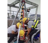 Polipasto de cadena de bloque, Trípode de rescate de aleación de aluminio ajustable de 1,34 a 2,14 m con cabrestante de 30 m y carga segura de 500 kg for rescate en alcantarillas, pozos y espacios co