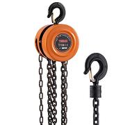 Polipasto Manual de Cadena TEENO, Polipasto con Gancho Robusto, 1000 kg, 3 m de Elevación Máxima, Cadena G80, Naranja (1 T 3,0 M)