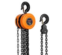 Polipasto Manual de Cadena TEENO, Polipasto con Gancho Robusto, 2000 kg, 3,0 m de Elevación Máxima, Cadena G80, Naranja (2 T 3,0 M)