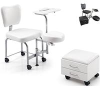 Polironeshop - Taburete Athos para esteticista, para realizar masajes, pedicura, manicura, tratamientos de estética, reconstrucción de uñas, silla para podología Bianco