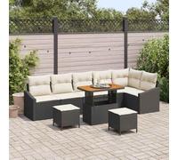 Polirratán resistente Sofá moderno para terraza y jardín Negro 90x55x71 cm | Conjunto de sofás de jardín 9 uds. 7 plazas Negro Poliratán módulo con mesa y almacenamiento para terraza exterior resistente